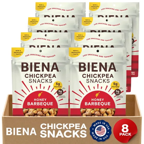 Miniatura 21 de BIENA Chickpea Snacks - Garbanzos tostados crujientes - Snacks ricos en fibra y proteína para adultos y niños - Paquete de 4, bolsas de 5 onzas