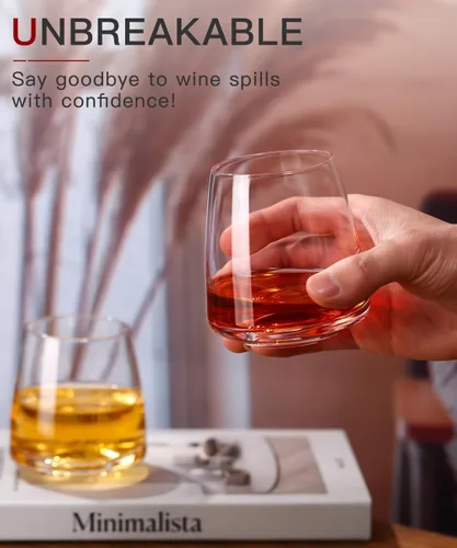 Miniatura 3 de Juego de copas de vino sin tallo de 4 a 15 onzas, transparentes y modernas copas de vino sopladas a mano, vidrio de cristal de diseño europeo