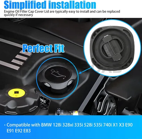 Miniatura 3 de Tapa de llenado de aceite de motor compatible con BMW 128i 328xi 335i 528i 535i 740i X1 X3 E90 E91 E92 E83 (Reemplaza a 11127560482)