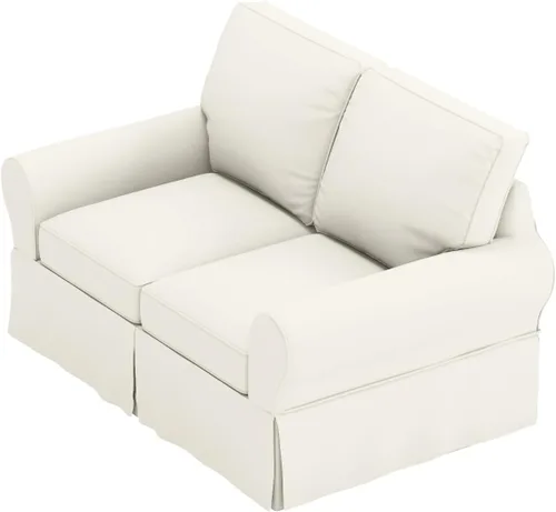 Miniatura 6 de La funda de sofá de algodón es de 2 asientos de repuesto compatible con Pottery Barn PB Basic Loveseat Sofa (beige)