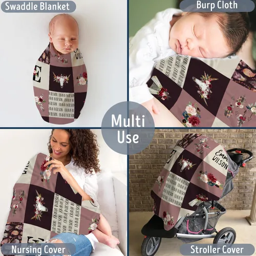 Miniatura 3 de Manta de bebé occidental para niña, manta de bebé occidental, mantas de bebé personalizadas, manta de bebé vaquero con nombre, mantas de bebé Chica