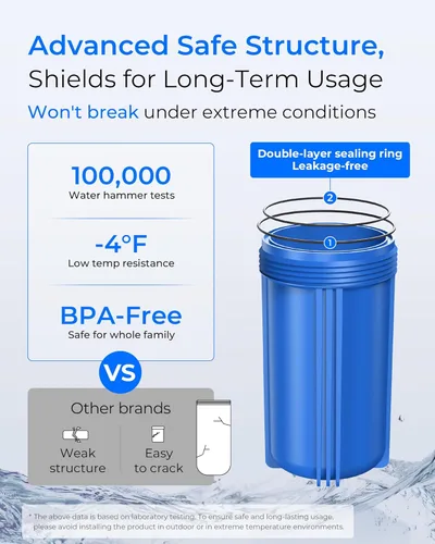Miniatura 9 de Waterdrop Sistema de filtro de agua para toda la casa de 2 etapas, con filtro de sedimentos de metales pesados y anti-incrustaciones, reduce