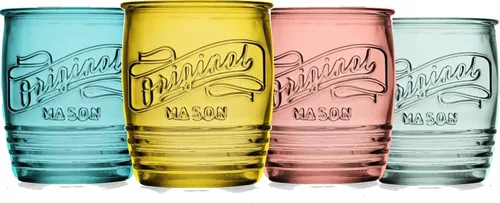 Miniatura 5 de Glaver's Juego de 4 vasos originales Mason Collins de colores surtidos para jugo, batidos, cócteles, tazas de vidrio finas para bebidas