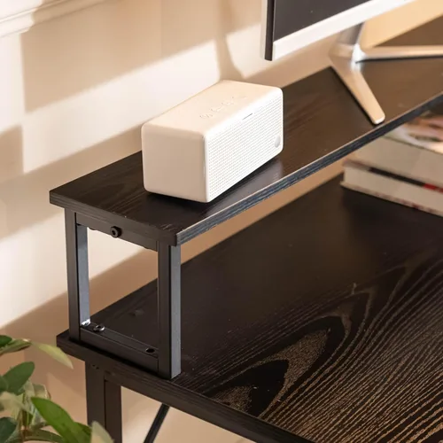 Miniatura 5 de FurnitureR Escritorio para computadora en forma de L de 48.8 pulgadas con bolsa de almacenamiento y luz LED, espaciosa estación de trabajo