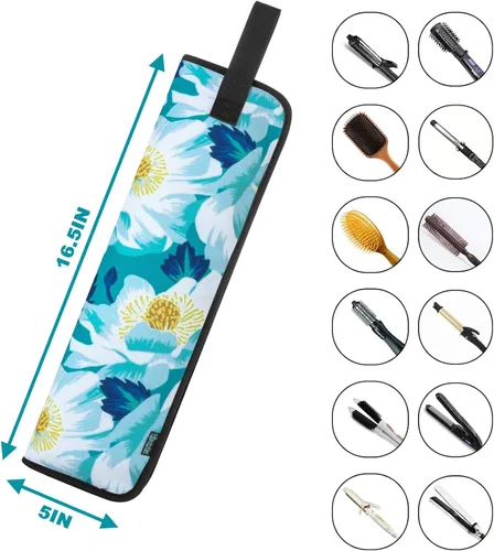 Miniatura 2 de Beautyflier Funda de viaje universal para rizador, lona resistente al calor y soporte para plancha plana, funda de viaje, soporte para rizador