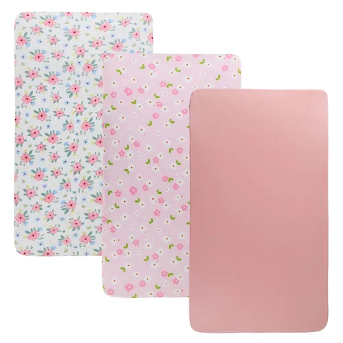 Miniatura 21 de Onacosht Juego de sábanas de moisés, paquete de 3 unidades para bebé, sábana bajera ajustable de punto suave elástica universal para colchón Floral