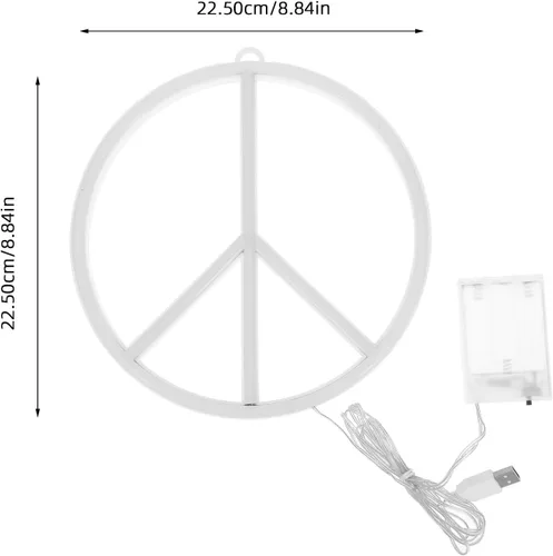 Miniatura 8 de Letrero de la paz con luz de neón de 8.85 pulgadas, alimentado por USB, decoración de pared LED de doble cara, azul y rosa, letrero de neón