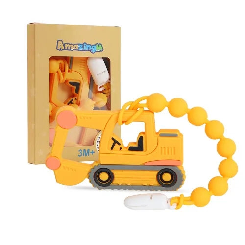 Miniatura 9 de Juguete mordedor de silicona de grado alimenticio para bebés con soporte para chupete, juguetes de dentición, juego de regalo para niños y niñas a