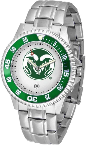 Miniatura 59 de SunTime Reloj de cuarzo de 1.575 in para hombre, correa de acero inoxidable de 0.787 in, esfera Gameday Tulane ola verde
