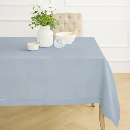 Miniatura 3 de Solino Home Mantel de lino azul polvoriento, 60 x 120 pulgadas, mantel de lino 100% puro con vainica para mesas rectangulares, dobladillo clásico