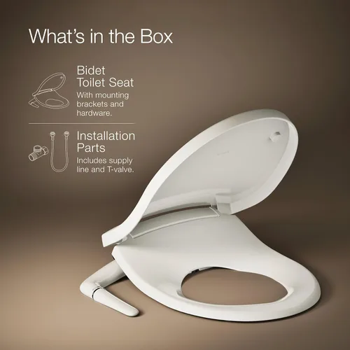 Miniatura 8 de Kohler PureWash M250 - Asiento de inodoro para bidé, redondo, manual, color crema, con tapa de cierre silencioso que evita golpes, fácil instalación