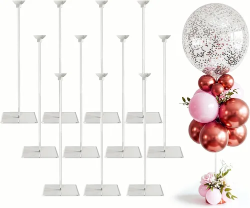 Miniatura 9 de lightsfever Kit de soporte acrílico reutilizable para globos, exhibición de mesa resistente con palos y base, soportes de globos para centros