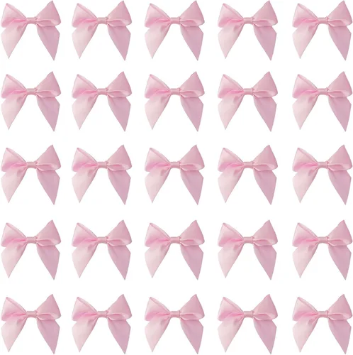 Miniatura 8 de Juego de 25 lazos de cinta de satén prehechos con almohadillas de gel adhesivas para bolsas de golosinas, bolsas de regalo, bolsas de dulces de Negro