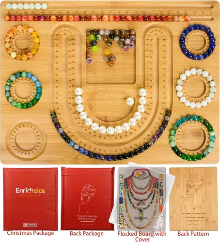 Enrichoice Conjunto de tableros de cuentas multifuncionales para la fabricación de joyas de diseño con cubierta, hermosa inscripción en la parte