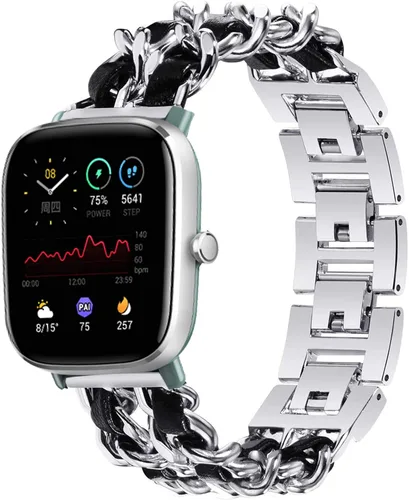 Miniatura 2 de Compatible con Amazfit GTS 3 Band, pulsera de metal de joyería YOUkei con cuero compatible con Amazfit GTS 2 Mini/GTS 2 / GTS 3 Smartwatch
