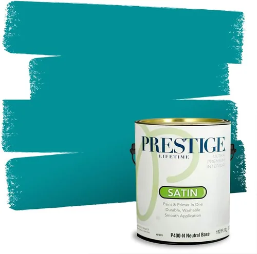 Miniatura 124 de Prestige Paints. - Base y pintura para exteriores en un solo galón, 1 galón. plano, comparable con Sherwin Williams Topsail. SW6799-PCM