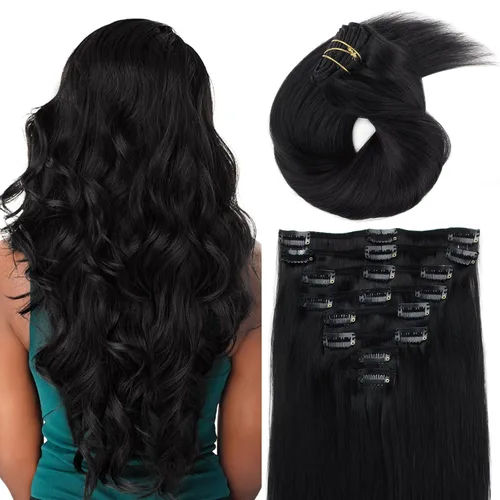 Miniatura 19 de ABH AMAZINGBEAUTY HAIR Extensiones de cabello humano negro con clip, 8 piezas de extensiones de volumen con clip, 4.23 onzas, sedoso, lacio, suave