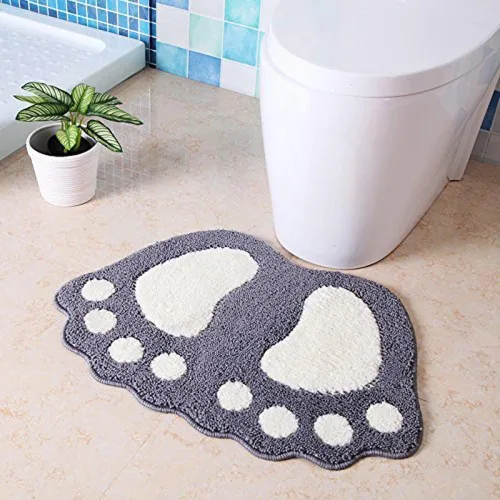 Miniatura 5 de MIFXIN Tapete de baño antideslizante con pies grandes, absorbente, para baño, inodoro, ducha, cocina, decoración del hogar (gris, 19 x 26 pulgadas)