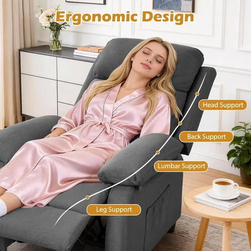Miniatura 4 de Korser Silla reclinable, sillas de sala de estar para adultos, silla de lectura acolchada para asiento profundo con bolsillos laterales, reclinables