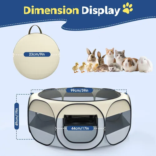 Miniatura 2 de VavoPaw Corralito para Animales Pequeños, Caja de Crianza de Pollos con Tapa Superior, Carpa de Jaula Portátil para Ejercicio al Aire Libre