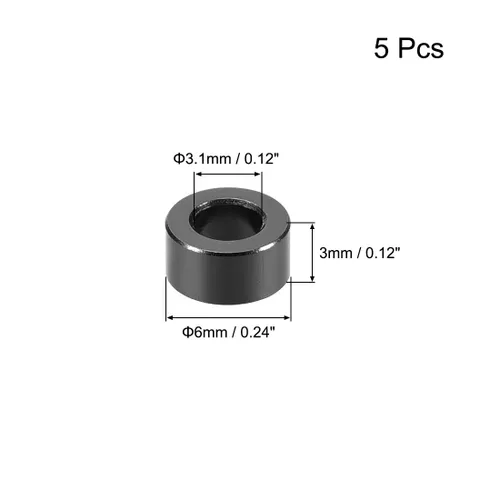 Miniatura 2 de uxcell 5 unids redondo aluminio separador columna espaciador 0.122x0.236x0.118 in (IDxODxH) negro para Drone FPV Quadcopter Racing RC multirotors