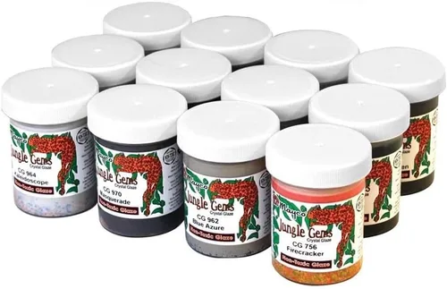 Mayco Jungle Gems - Juego de esmalte de cristal de 4 onzas, 12 frascos, paquete de aula para cerámica, cerámica, pintura, artistas, profesores