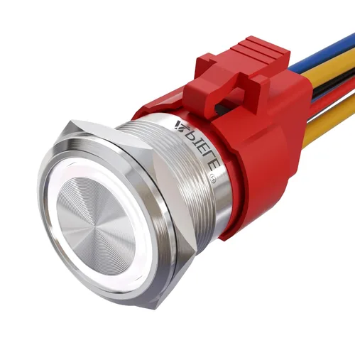 Miniatura 13 de APIELE Interruptor de botón momentáneo de 10 A, 22 mm, LED ojo de ángel, impermeable, redondo, autorresetable, 7/8'', 1NO 1NC