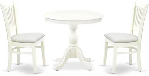 Miniatura 20 de East West Furniture AMVA3-BCH-C - Juego de mesa de comedor moderno de 3 piezas que contiene una mesa de cocina redonda con pedestal y 2 sillas