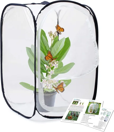 RESTCLOUD - Jaula de hábitat para insectos y mariposas, 23.6 pulgadas de alto Blanco con negro