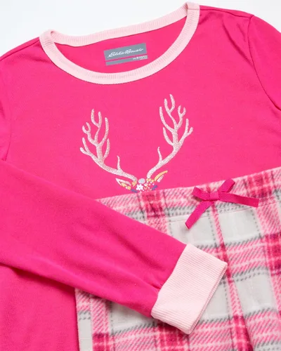 Miniatura 3 de Eddie Bauer Conjunto de pijama para niña, acogedor conjunto de ropa de dormir de invierno de forro polar, camisa de manga larga de 4 piezas