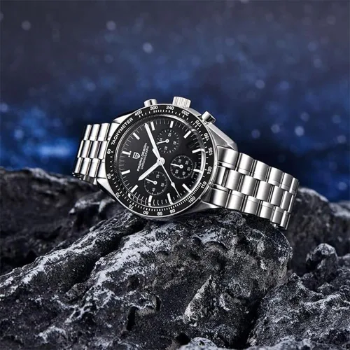 Miniatura 4 de Pagani Design 1701 - Reloj de cuarzo para hombre, esfera de acero inoxidable, analógico, automático, resistente al agua, 328.1ft, con zafiro, Negro