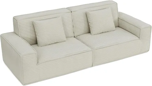 Miniatura 8 de Sofá modular de nube deshuesada de 106 pulgadas, 2 piezas modulares para sala de estar, sofá comprimido en una caja, sin montaje (beige)
