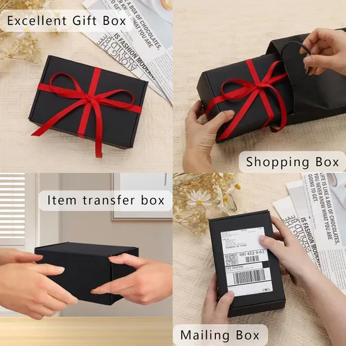 Miniatura 3 de BIOBROWN Cajas de cartón corrugado de 6 x 4 x 3 pulgadas, paquete de 50 cajas pequeñas para embalaje, cajas de envío para pequeñas empresas, negras
