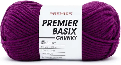 Miniatura 13 de Premier Yarns Basix Hilo Chunky Grueso, Perfecto para Elaborar Proyectos Rápidos, Peso Voluminoso, Hilo Acrílico, Acero, 3.5 onzas, 117 yardas