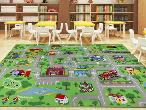 Miniatura 10 de Capslpad Alfombra Educativa para Niños Alfombra de Juego 5' x 2.7' Alfombra de Carretera de Tráfico Alfombra de Juego de Coches para Niños Alfombra