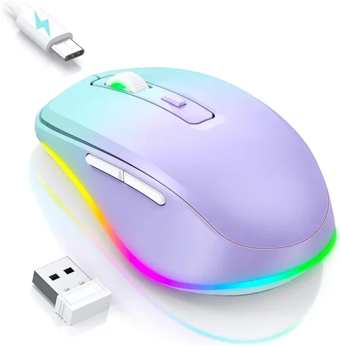 Miniatura 18 de PEIOUS Ratón Inalámbrico Jiggler - Ratones Inalámbricos LED con Mover de Ratón Integrado, Ratón Móvil Recargable para Laptop con Movimiento Azul