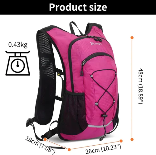 Miniatura 5 de Mochila de senderismo pequeña de 15 L Mochila de hidratación ligera para hombres y mujeres, mochila de senderismo a prueba de warterproof para Rosa