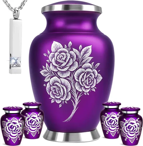 Urnas de cremación para cenizas humanas adultas – Urna funeraria para mujeres cenizas con juego de recuerdo – Elegantes urnas conmemorativas para