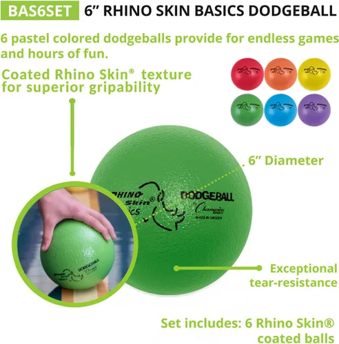 Miniatura 10 de Champion Sports Rhino Skin Dodgeball Set – 6 Soft Foam Balls with Durable Coating, 6" or 7" for Gym, Playground Play