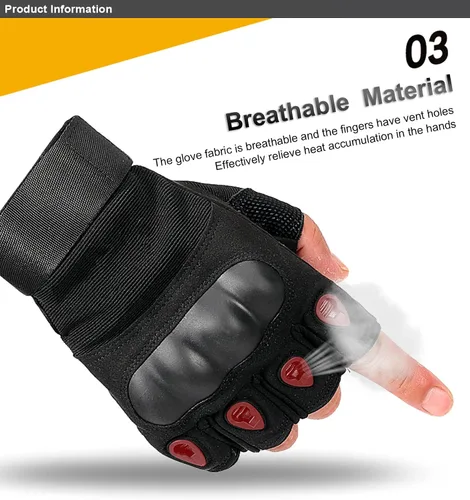 Miniatura 5 de SUJAYU Guantes de entrenamiento sin dedos para hombres con protección de nudillos para deportes al aire libre