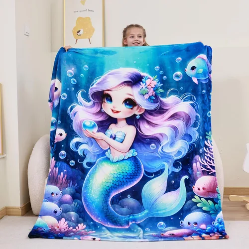 Softan Manta para niños y niñas, cálida y suave manta de forro polar para sofá cama, acogedora manta de franela de felpa mullida para niños para