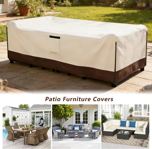 Miniatura 4 de Fundas impermeables para muebles de patio, 600D resistente para juegos de 6/7/8 piezas, sofá seccional, sillas mecedoras giratorias, mesa de café
