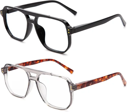 JO Progressive Multifocus Reading Glasses Men Women - No Line Progressive Reader Half-Rim for Mid-Near