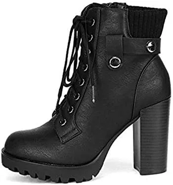 Miniatura 2 de DREAM PAIRS - Botines de tacón alto grueso para mujer
