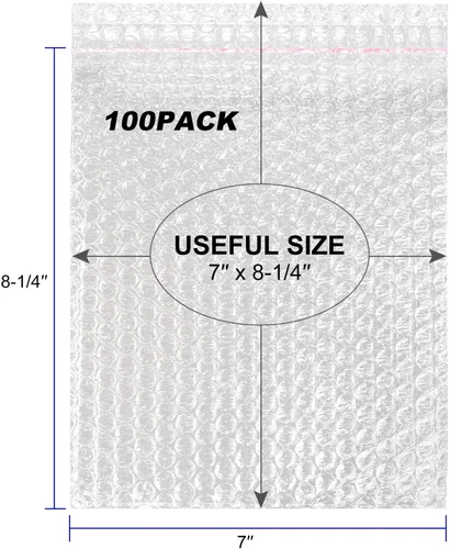 Miniatura 2 de 100 bolsas de burbujas transparentes de 7 x 8-1/4 pulgadas, bolsas de burbujas autoadhesivas de doble pared para embalaje, mudanza, envío, correo