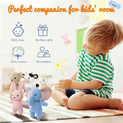 Miniatura 4 de Lindos animales de peluche de cordero de punto, animales de peluche de ganchillo y juguetes suaves. Lindas muñecas de animales pequeños, juguete