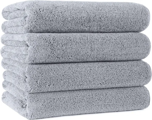 Miniatura 7 de POLYTE Toalla de baño de microfibra de secado rápido sin pelusas, 57 x 30 pulgadas, paquete de 4 (beige)