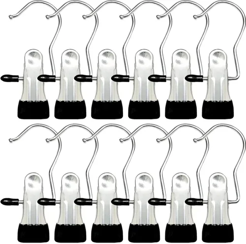 Ganchos para botas para armario, paquete de 12 ganchos para colgar para lavandería, clips para toallas, organizador de botas para el hogar y viajes,