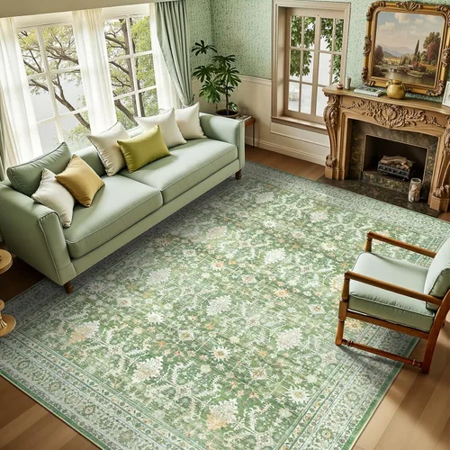 Miniatura 29 de Lofus Alfombra de pasillo de 2 x 10 pies para pasillos, alfombra verde lavable con parte trasera de goma antideslizante, alfombra suave de pelo bajo