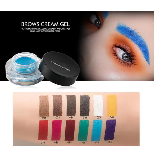 Miniatura 4 de Crema de cejas de 12 colores, gel de pomada de cejas suave de larga duración, impermeable, delineador de ojos, maquillaje de cejas cosméticos